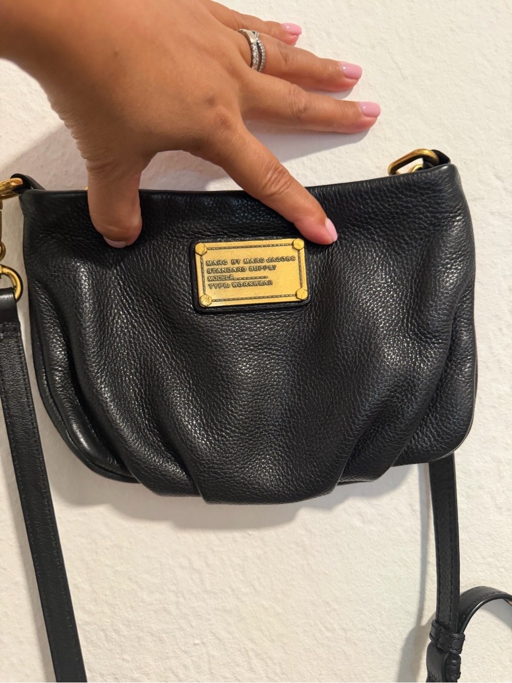 Marc by Marc Jacobs Black Leather Crossbody with Gold Plate